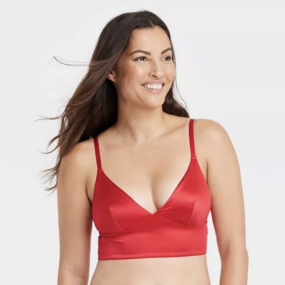 Auden Silky Red Longline Bralette